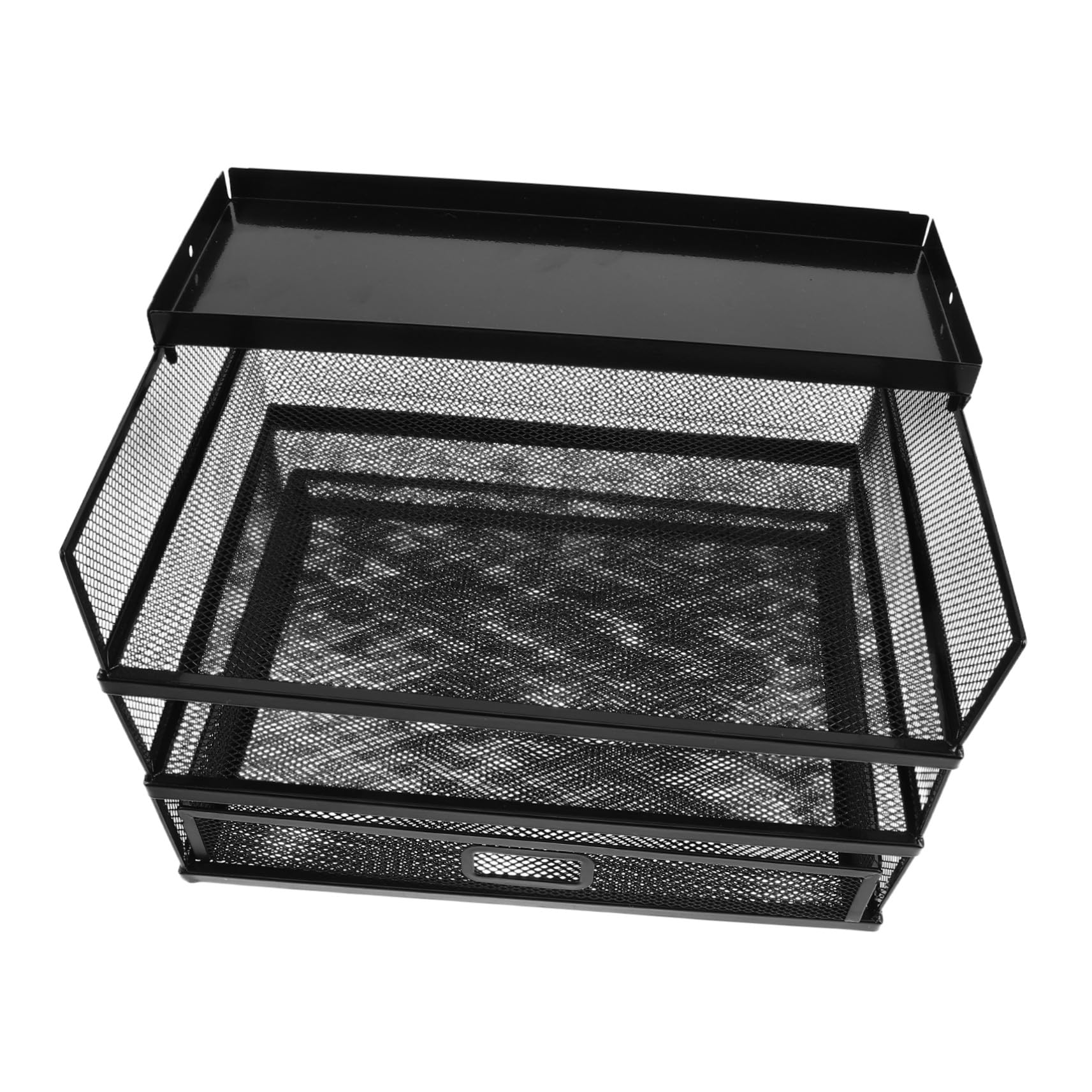 Organizador de Escritorio Tipo Cajón de Hierro Negro 3 Niveles | Multicajón, Diseño de Capas, Uso en Escuela y Hogar, Estilo Moderno Minimalista