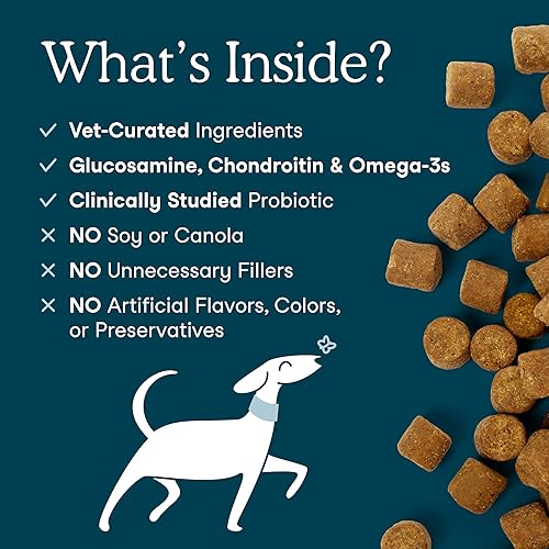 Miniatura 3 de Fera Pets Masticables multivitamínicos para perros con glucosamina y probióticos, vitaminas y minerales esenciales para perros, promueve la