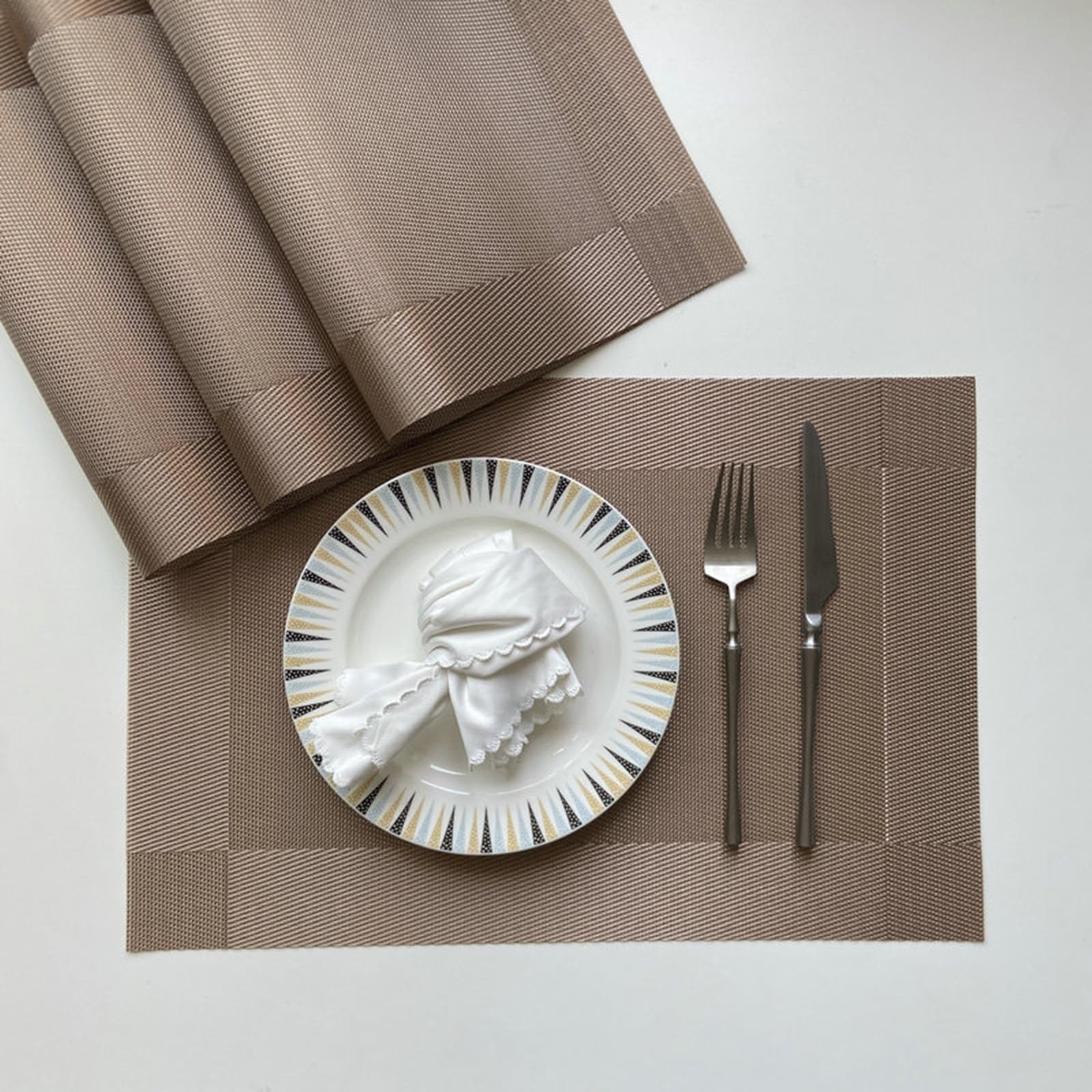 Set de table rectangulaire vinyle imperméable 30x45 cm Beydodo 8 pièces