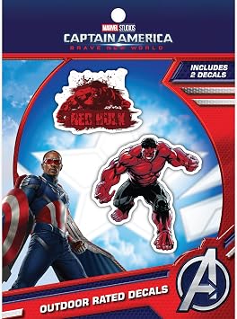 Captain America Brave New World Decals - Set of 2 Red Hulk Stickers for Truck Water Bottle Bike Helmet Laptop Skateboard - Outdoor Rated Water Resistant Vinyl Decals
