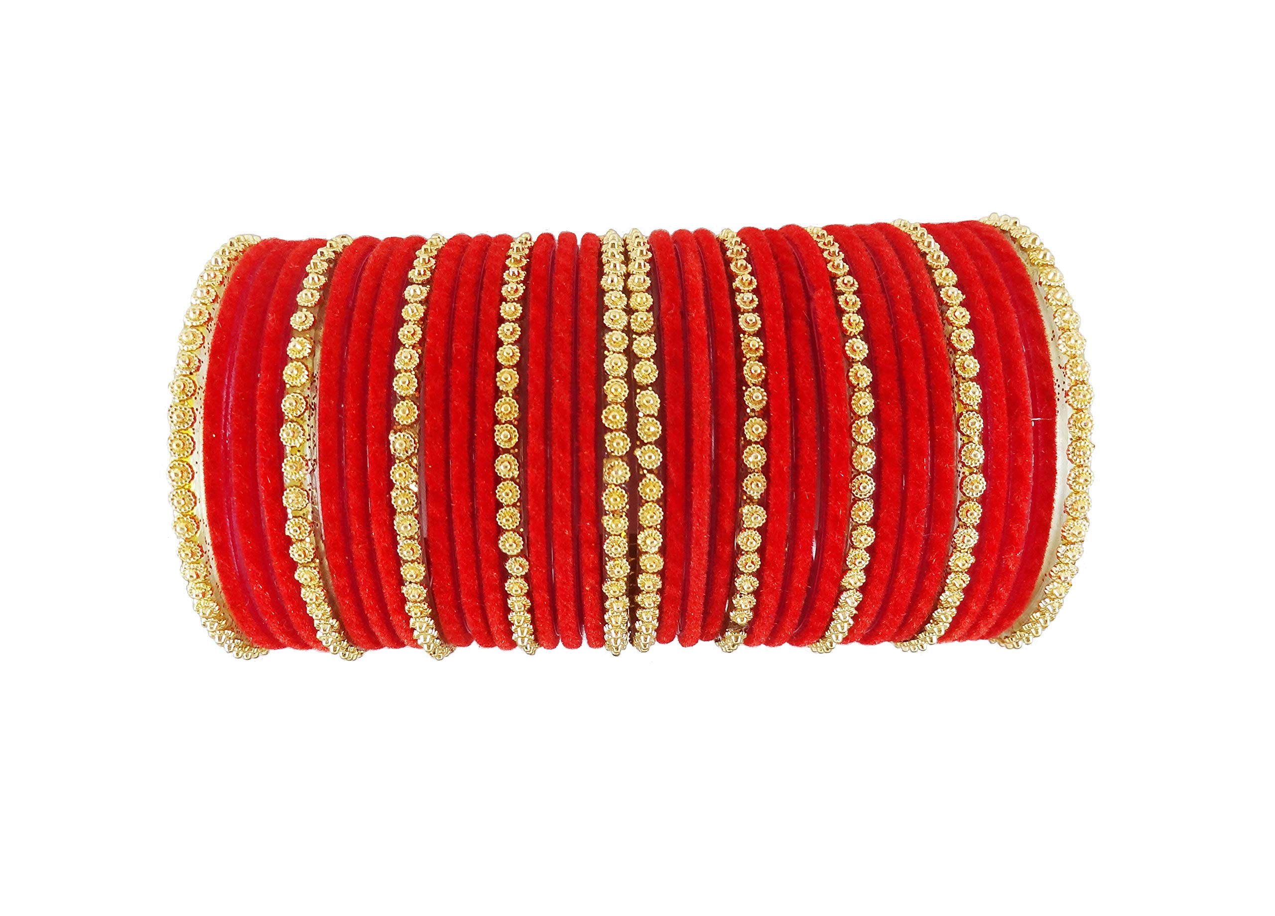 Guddan Red & Golden Glass Velvet Bangle Set (34 Bangles) (B07PMFJJPD) Amazon Price History, Amazon Price Tracker