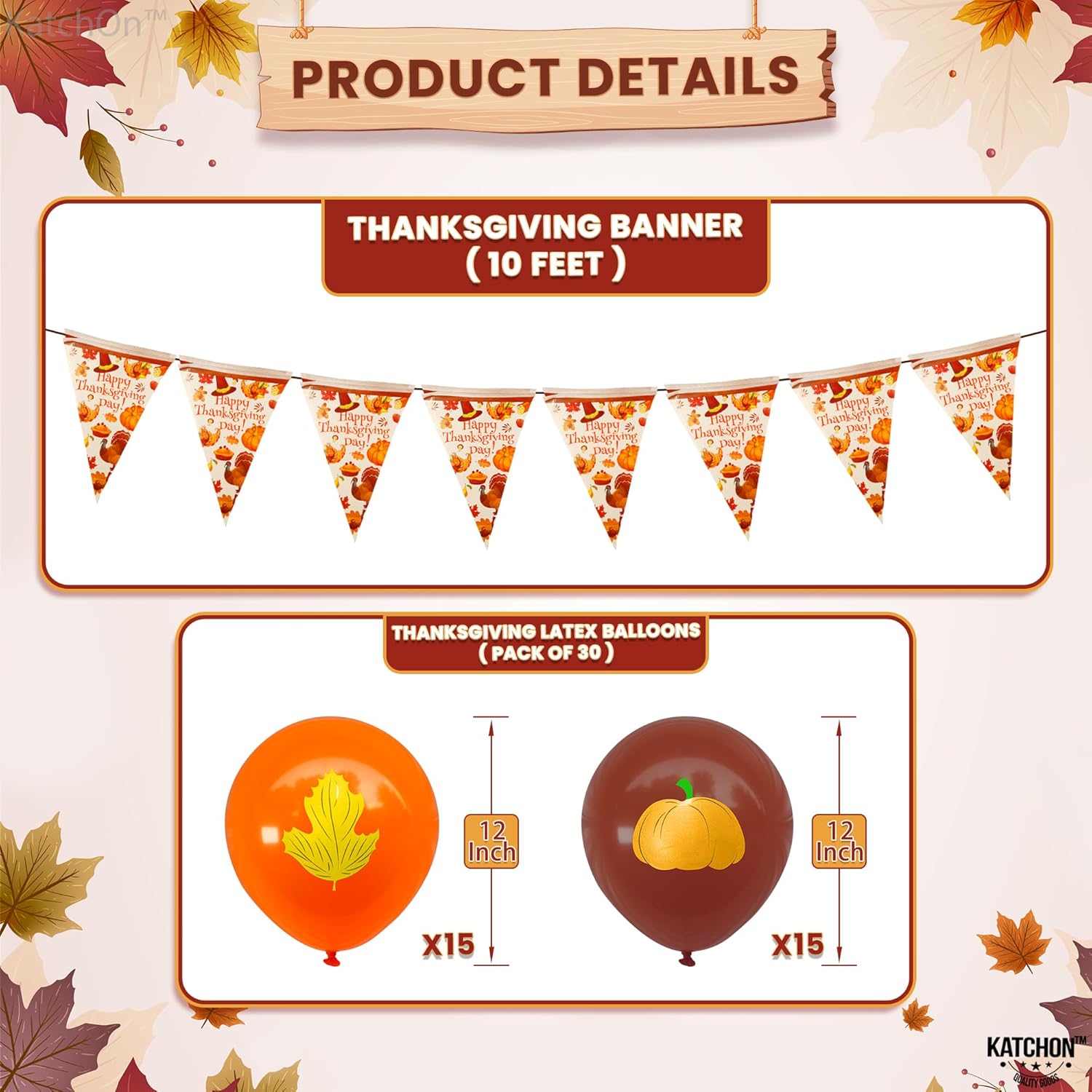 KatchOn, Happy Thanksgiving Glasses with Thanksgiving Table Decor - Huge 193Pcs | Turkey Glasses and Thanksgiving Plates and Napkins Sets with Bunting Flag Garland Banner | Thanksgiving Decorations