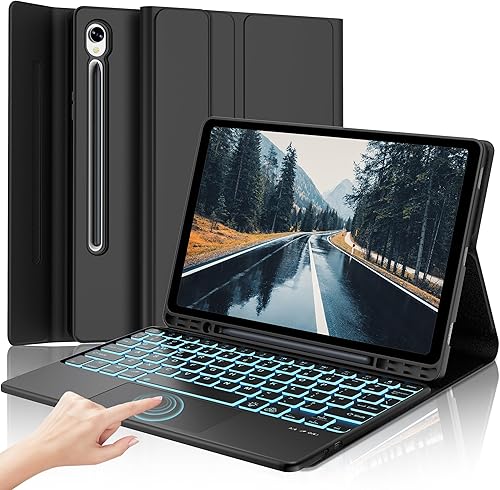Vista 22 de Combo Touch - Funda con teclado táctil para Samsung Galaxy Tab S10 FE/S10 Lite/S9 FE de 10.9 pulgadas, teclado retroiluminado desmontable magnético