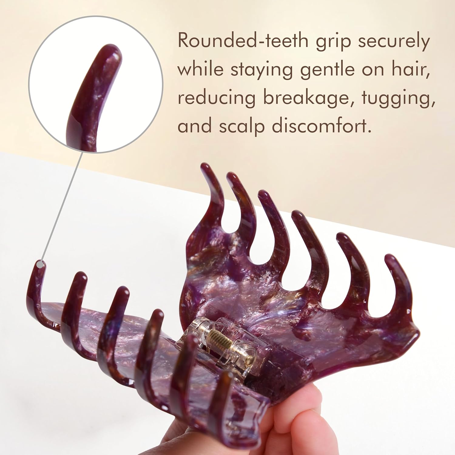Emma Lily 3.5 Inch Premium Acetate Arch Hair Clip – Burgundy Tortoise Shell, Non-Slip Strong Hold for Thin Hair, Gifts for Women, 1pc