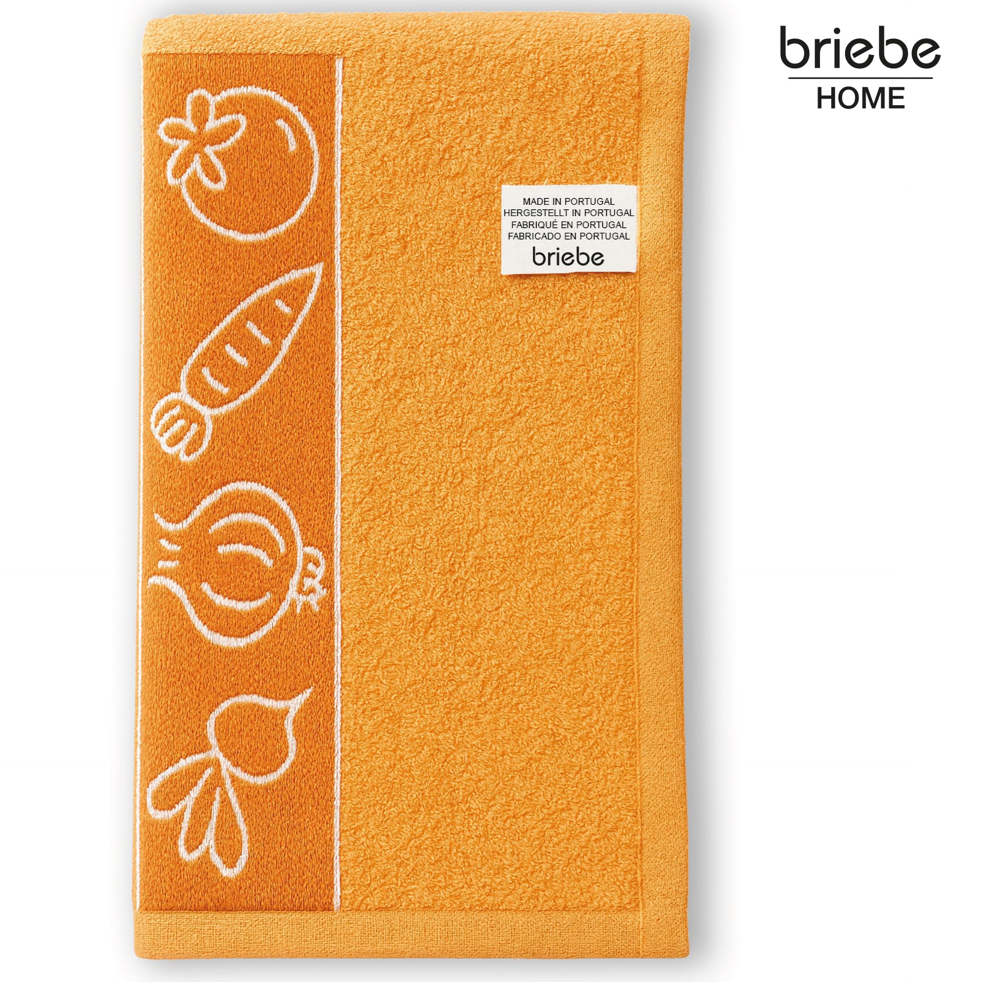 briebe Home 12 Ściereczek Kuchennych Frotte 100% bawełna, 50x45cm, Wykonane w Portugalii, Wielokolorowe z Haftowanym Wzorem, Komplet Miękkich Ściereczek