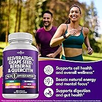 Vista 3 de NEW AGE Resveratrol, berberina, extracto de semilla de uva, quercetina, suplemento de polifenol para mujeres y hombres con extracto de noni