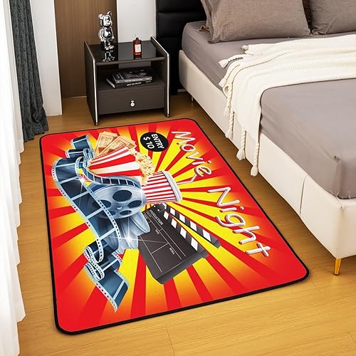 Miniatura 4 de jejeloiu Alfombra decorativa de noche de cine de 5 x 7 pulgadas, alfombra decorativa para sala de cine y sala de estar, alfombra decorativa para