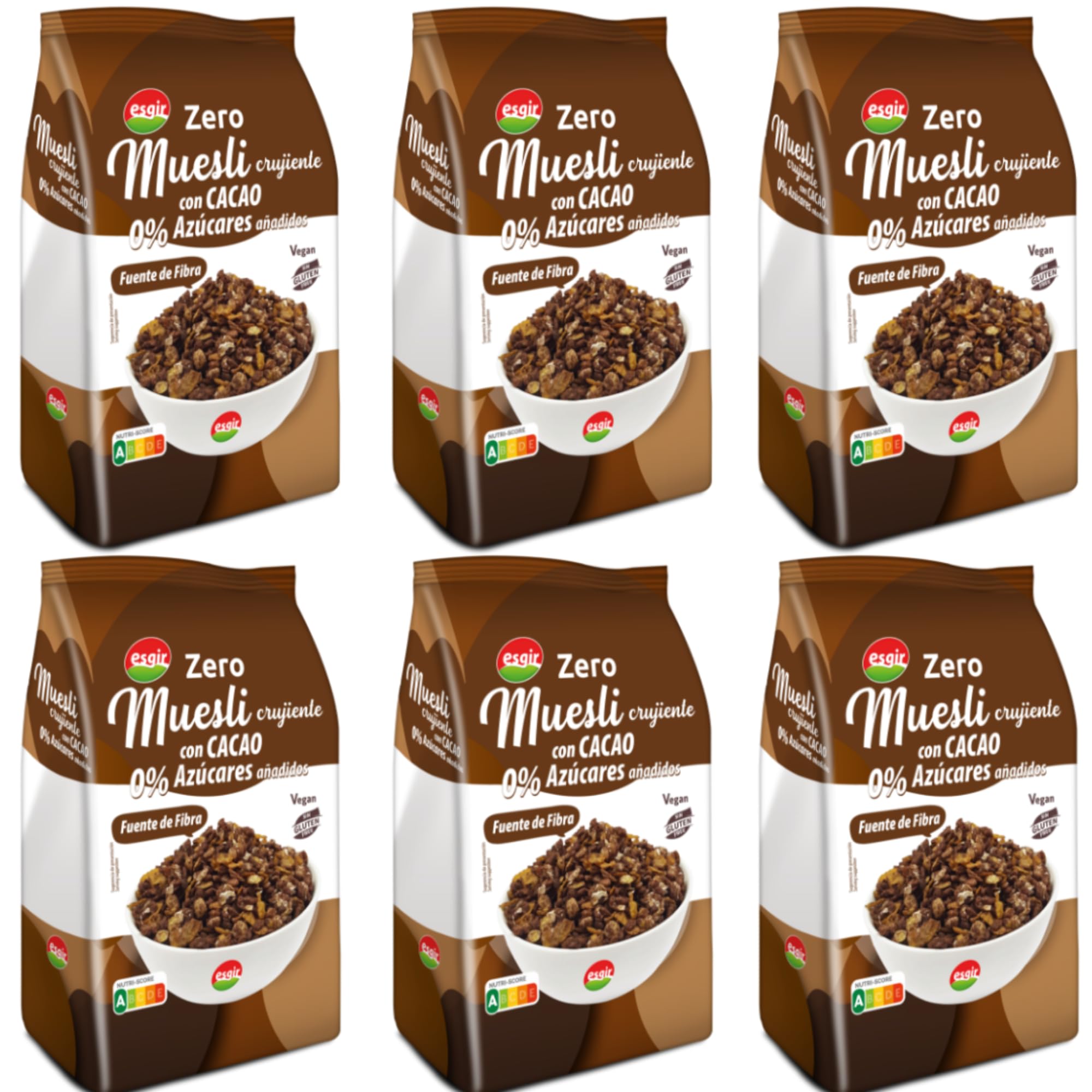 Muesli Crujiente Chocolate Zero - Esgir - Pack 6 Muesli Crujiente Chocolate Zero