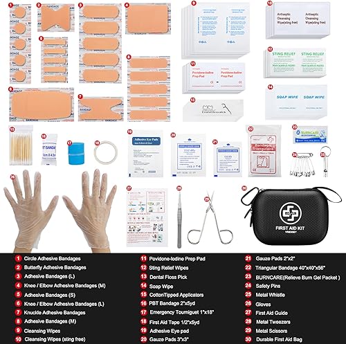 Miniatura 3 de Mini First Aid Kit - 150 Piece Small Waterproof Hard Shell Medical Kit for Home, Car, Travel, Camping, Truck, Hiking, Sports, Office, Vehicle &