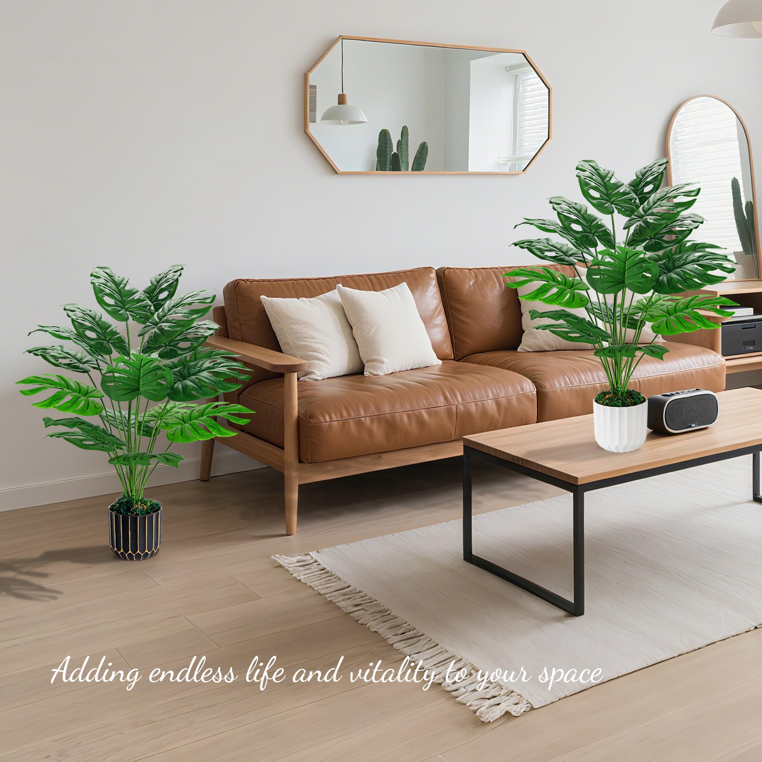BTSD-home 2 pezzi 71 cm pianta artificiale pianta artificiale grande falsa pianta monstera piante artificiali ideale per balcone camera da letto soggiorno camera da letto arredamento