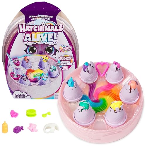 Hatchimals Alive, Rainbow Hatchery with 6 Mini Figures in Color Reveal Eggs & Over 10 Accessories, Kids Toys for Ages 3 and up - Rainbow Hatchery