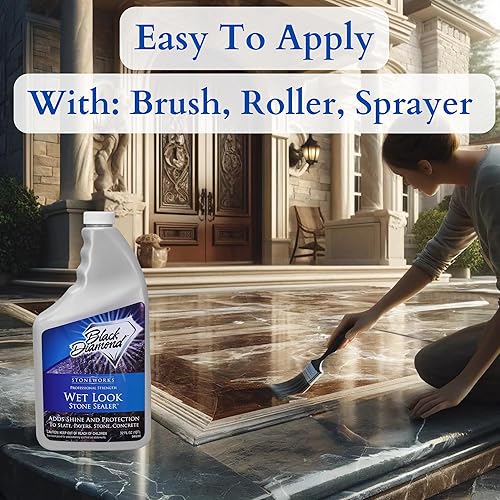 Miniatura 4 de Black Diamond Stoneworks - Sellador de piedra natural de aspecto húmedo, proporciona brillo duradero y protección a Adoquines, losa, hormigón,