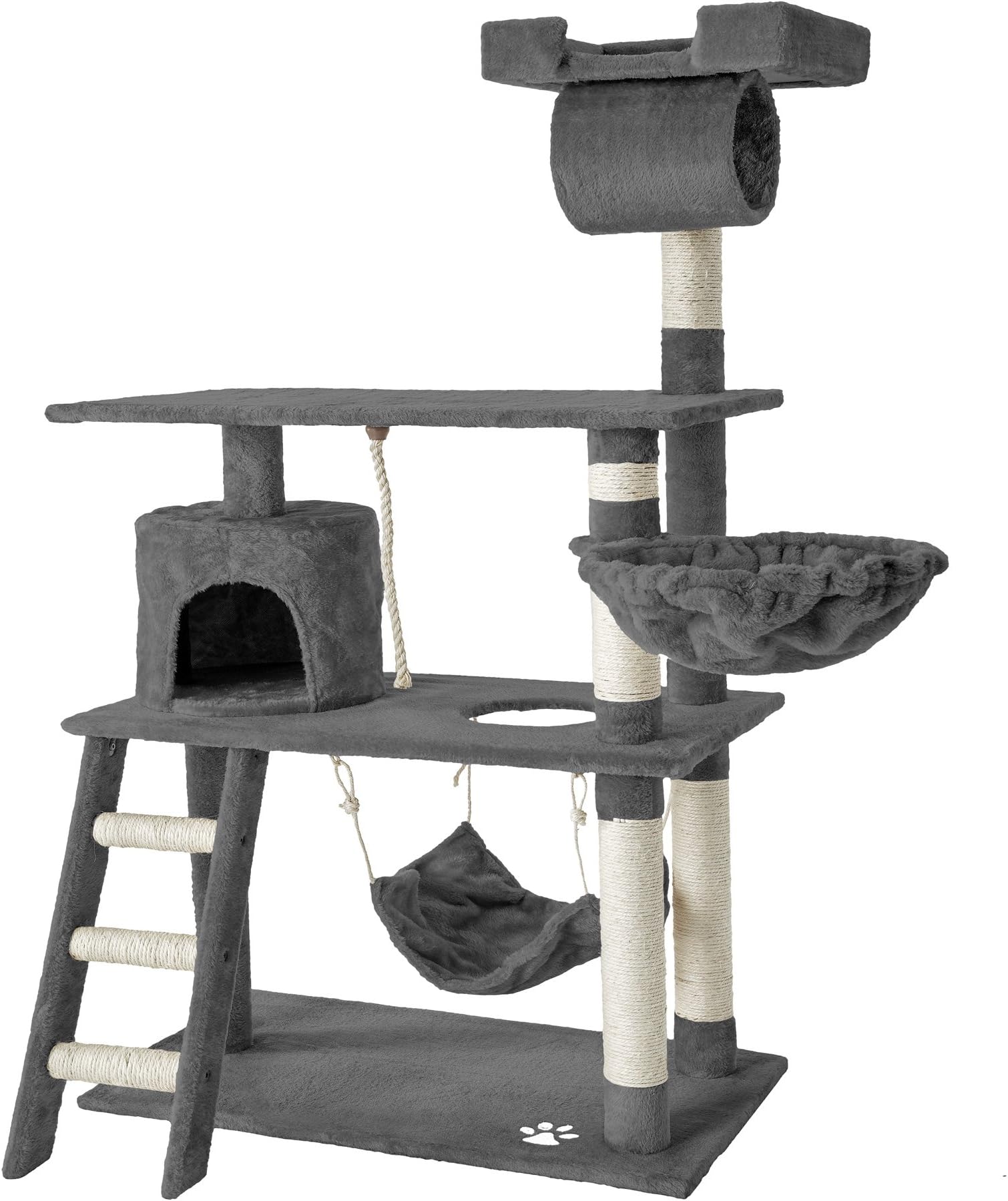 tectake® Cat Tree, Multilevel Activity Centre, 141 cm Tall Cat