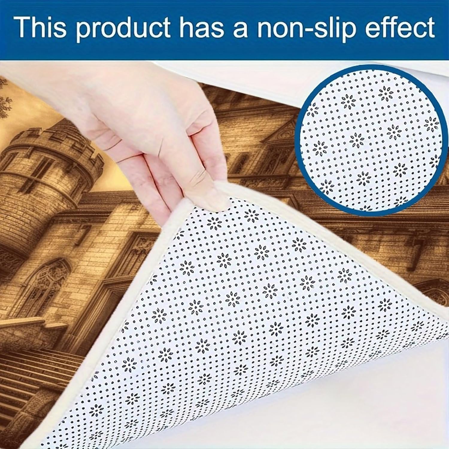 Vintage Medieval Castle Kitchen Mat Set of 3 Waterproof Floor Mats Non-Slip Kitchen Rugs Premium Flannel Rug Heavy Duty Standing Mat for Kitchen Home Bathroom Laundry