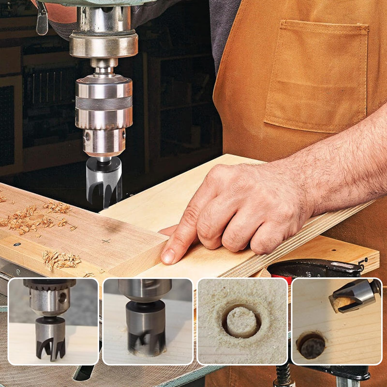 Wood Plug Cutter Set - 8 Pieces Drill Bits -6 Wood Plug Cutter Set - 8 Pieces Drill Bits -6