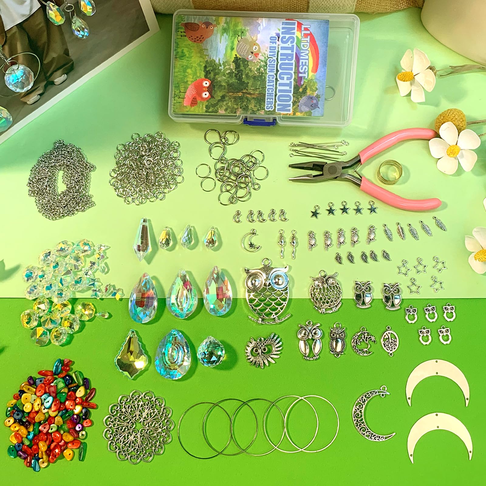 460-teiliges DIY Sonnenfänger Bastelset Für Erwachsene - Mit Kristallperlen, Buntglas, Anhängern Für Fensterdekoration