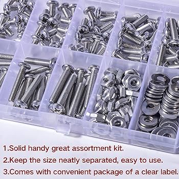 Zmbroll #8-32 185Pcs Phillips Pan Head Machine Screws 304