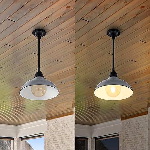 Miniatura 5 de JONATHAN Y JYL7611D Jaspe 12.25 pulgadas, 1 luz de granja industrial para interiores y exteriores, hierro LED, colgante redondo de metal, estilo