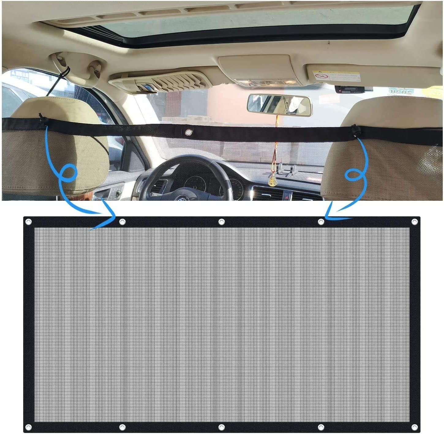 Barrera para Coche para Perros Barrera para Mascotas para Vehículo Malla para Asiento Trasero Red Divisora ​​para Coche con Cuerda De Ajuste y Gancho Adecuado para Camionetas SUV