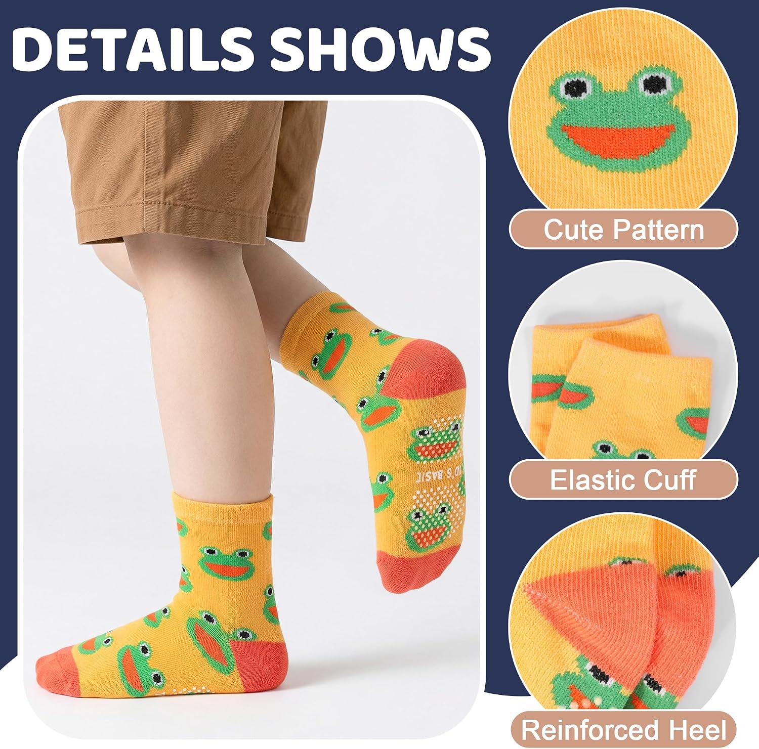 SkiBeaut Toddlers Kids Non Slip Socks Grips Sticky Slippery Crew Socks for 1-7 Years Old 12 Pairs Children Boys Girls Socks