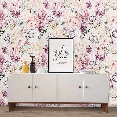 Miniatura 2 de Papel tapiz de acuarela floral, autoadhesivo, decorativo, para dormitorio, despegar y pegar, papel tapiz extraíble de vinilo adhesivo para pared del