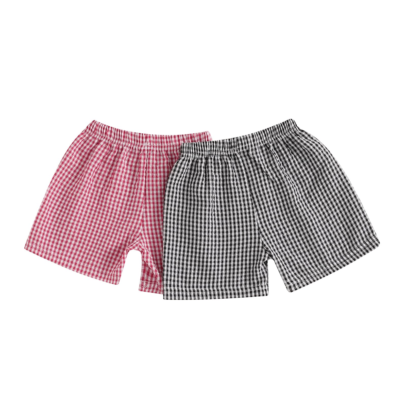 Toddler Baby Boy Girl Shorts Gingham Plaid Print Summer Casual Loose Fit Bottoms Pants (Black, 3-4 Years)