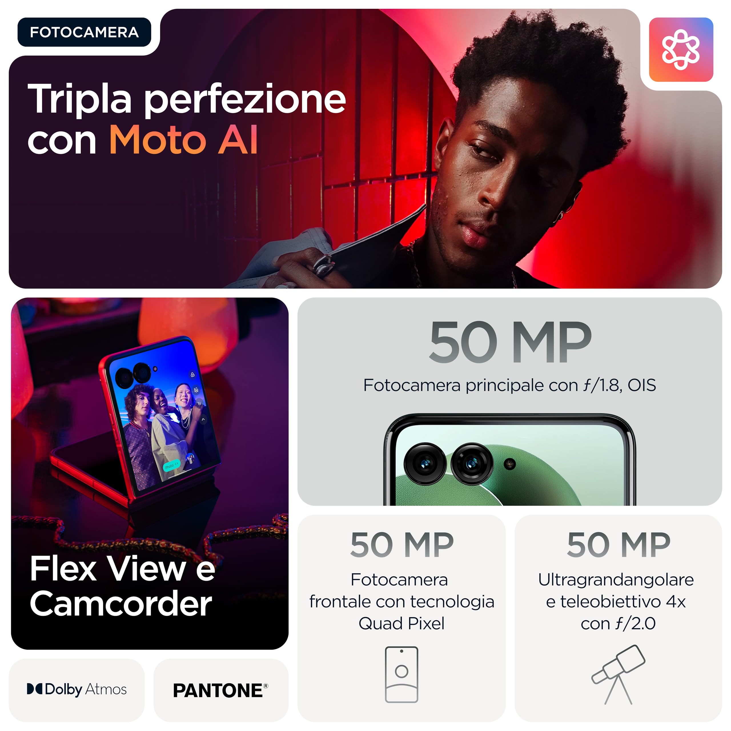 Motorola Razr 60 Ultra con Moto AI (16/512GB, 50+50MP, selfie 50MP, display esterno 4.0" interno 7" pOLED 165Hz, Qualcomm Snapdragon 8 Elite, 4700mAh, 5G, Dual SIM, Android 15) PANTONE Scarab | 16/512GB, 50+50MP + selfie 50MP, Display esterno 4.0" interno
