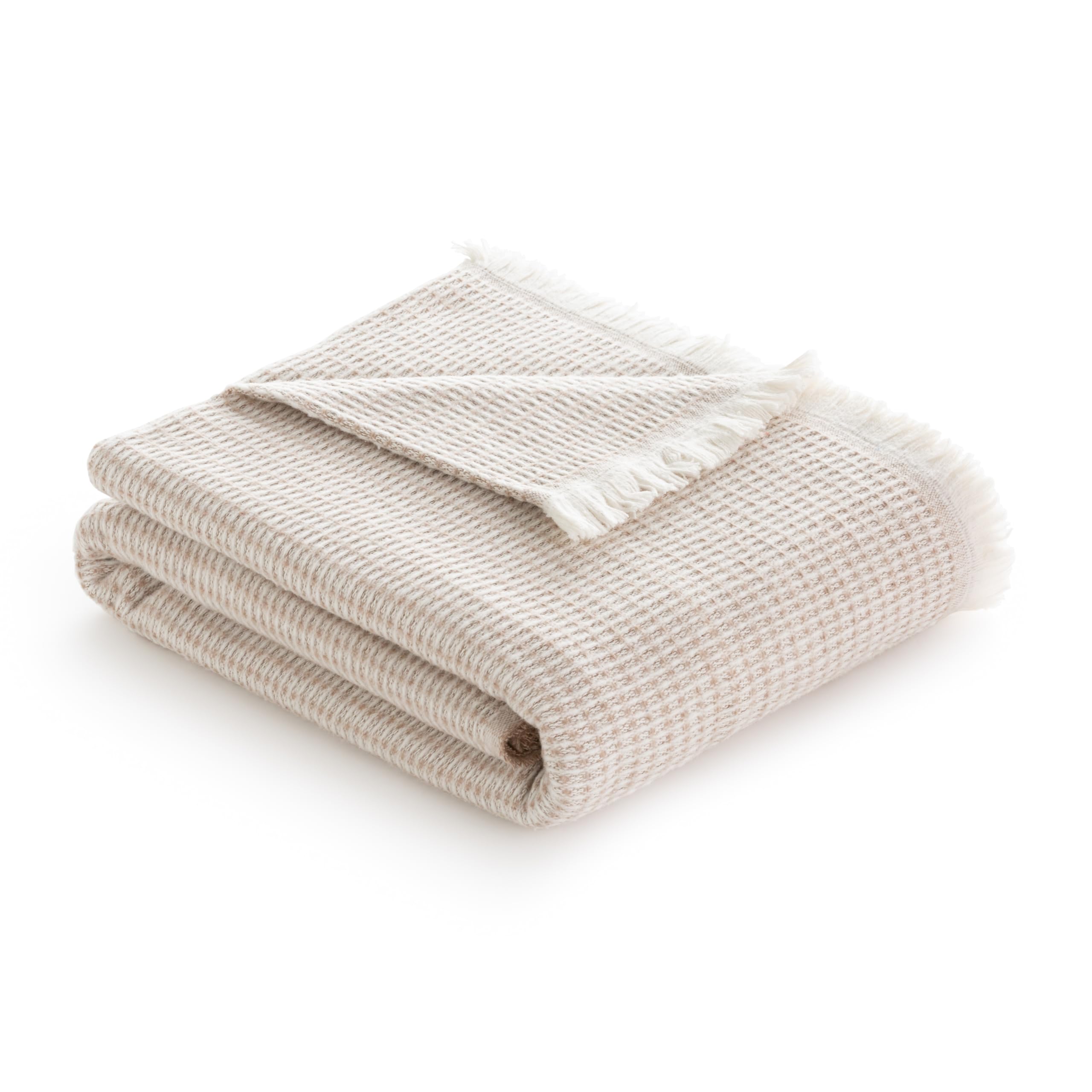 Todocama - Extra Soft Cotton Blanket with GOFR Design, Multipurpose Four Seasons Bedspread for Sofa, Bed, Decorative Cover and Throw, (Sand Beige, 120 x 180 cm)