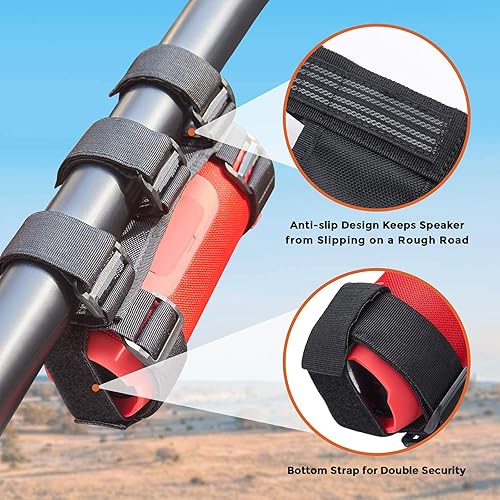 Miniatura 4 de KEMIMOTO Soporte de altavoz UTV, soporte de altavoz portátil ajustable con 2 correas para barra antivuelco de 1.5 a 2.5 pulgadas, compatible con