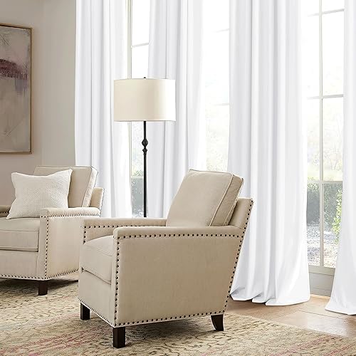 Miniatura 7 de RYB HOME Juego de 2 paneles de cortinas de terciopelo blanco de 84 pulgadas, suaves, modernas, decorativas, con aislamiento térmico, para