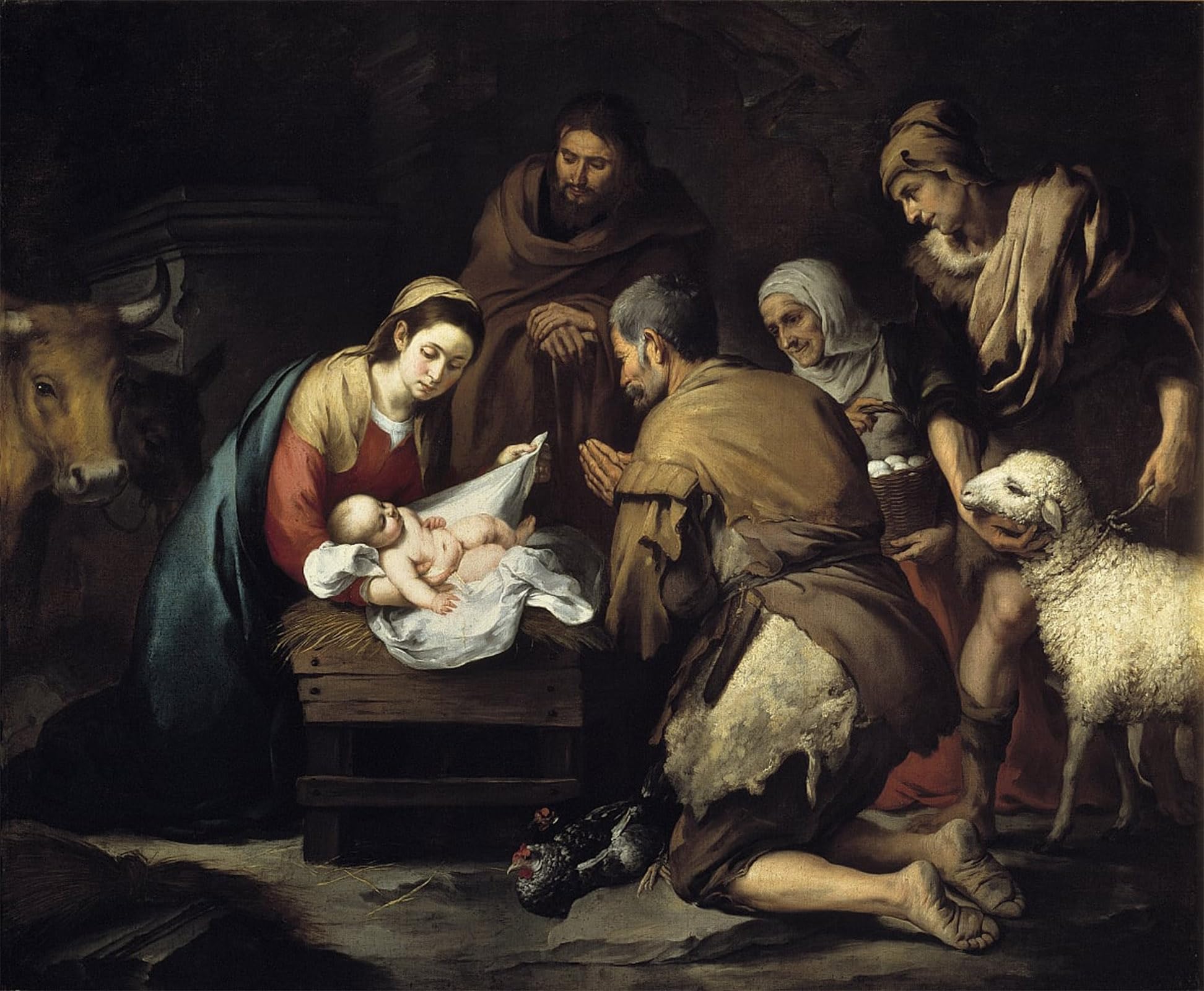 POSTERIIk Famous Print Pop Art Wall Art Graffiti Adoration of the Shepherds by Bartolomé Esteban Murillo Art Prints for Home Decor 60x90cm