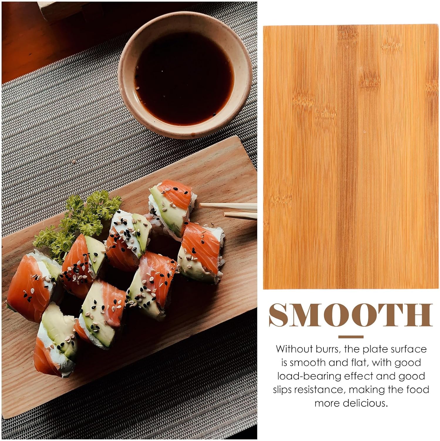 Garneck Japanese Style Bamboo Sushi Plate for Sashimi and Sushi Serving