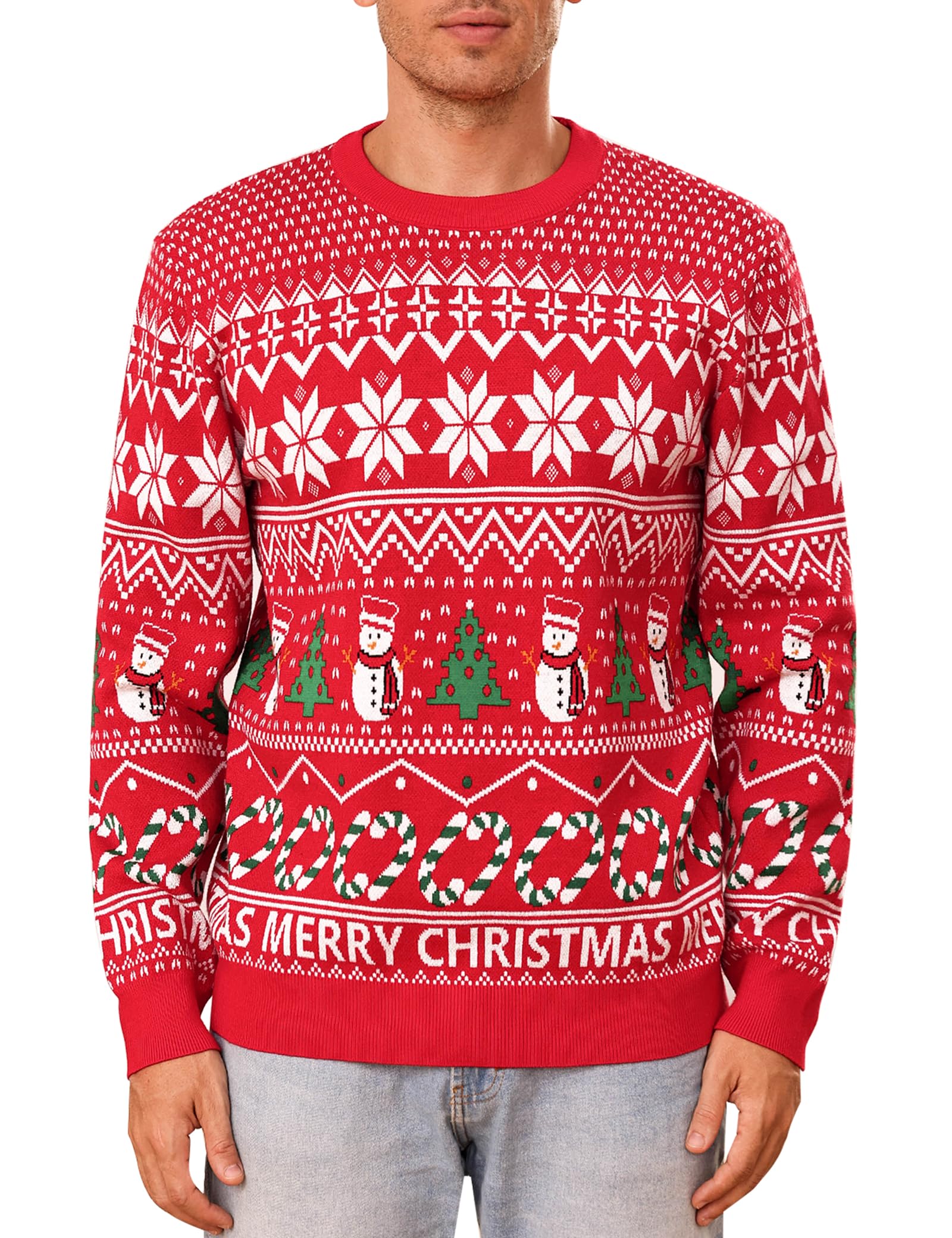 Gyabnw Maglione di Natale Donna Uomo Maglione Manica Lunga in Girocollo Stile Nordico Natalizio per Famiglia Pullover Invernale Elegante in Elasticizzato Caldo