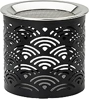 Vista 10 de Quemador de incienso de hierro negro con tamiz de altura de 3.15 pulgadas [hecho a mano] para quemar incienso con una vela de té