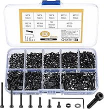 Lot de 820 vis M2 à six pans creux, vis à métaux hexagonales en acier carbone 12,9, assortiment d'écrous et rondelles avec clés (Noir)
