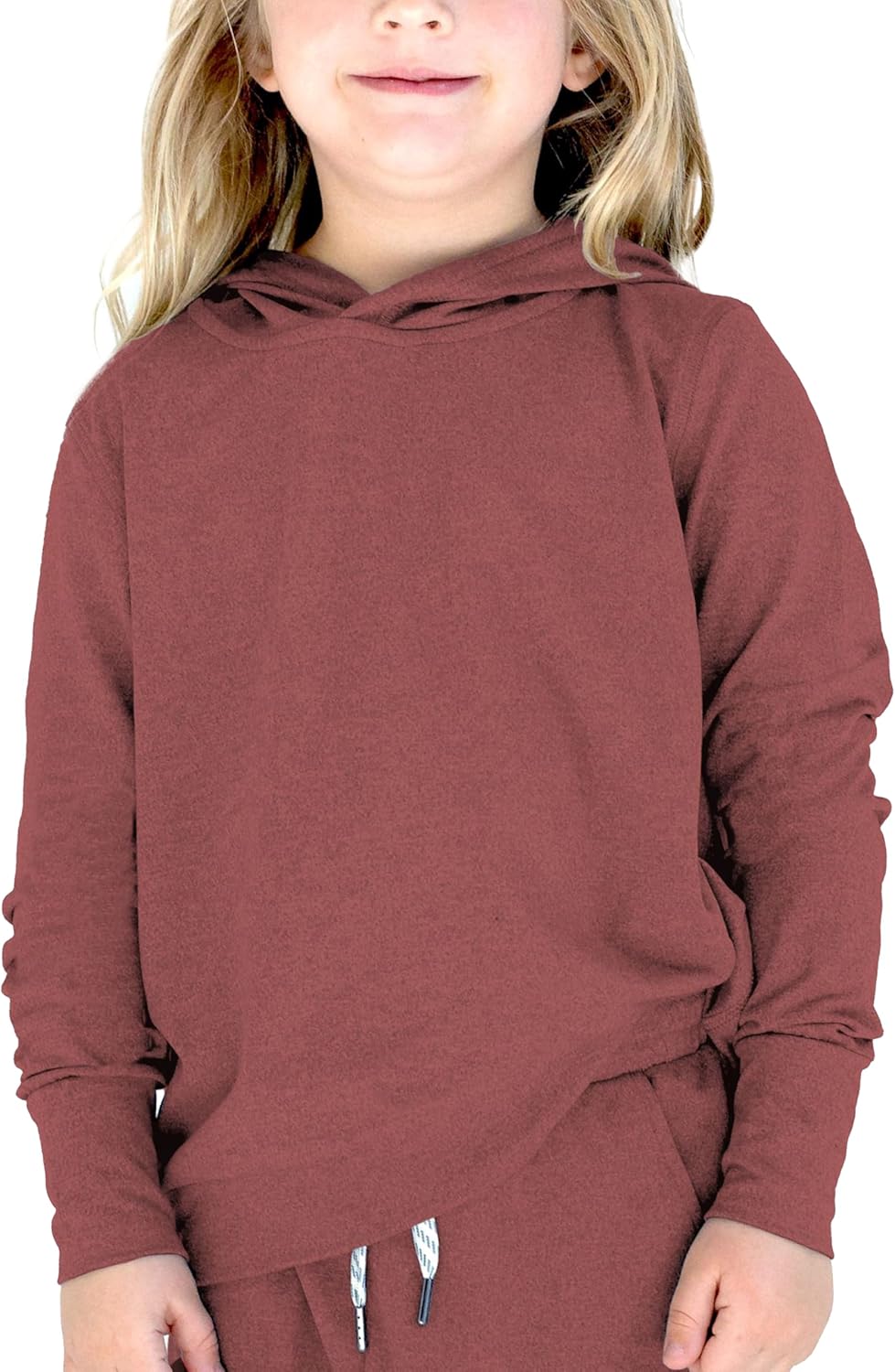 Youth Athletic Pullover Hoodie, Recycled Polyester Blend, 3 Colors Available (US, Age, 10 Years, Rosewood)