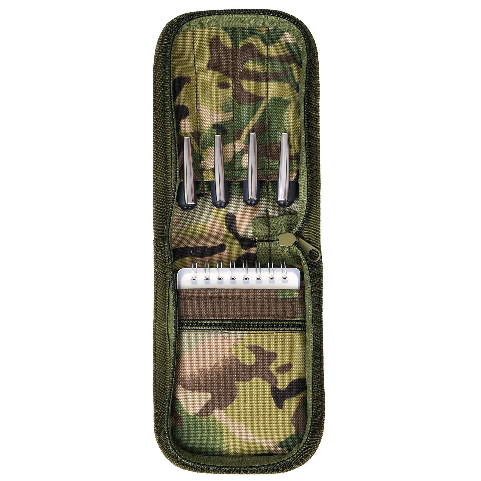 VEPKOIT Tactical OCP Military Notebook Cover, Army 3" x 5" Top Spiral Notepad Holder with Zippered Organizer, Small All Weather Pocket Notebook Cover