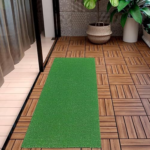 Ottomanson - Alfombra de césped artificial Evergreen, 3 pies x 7 pies 3 pulgadas, color verde.
