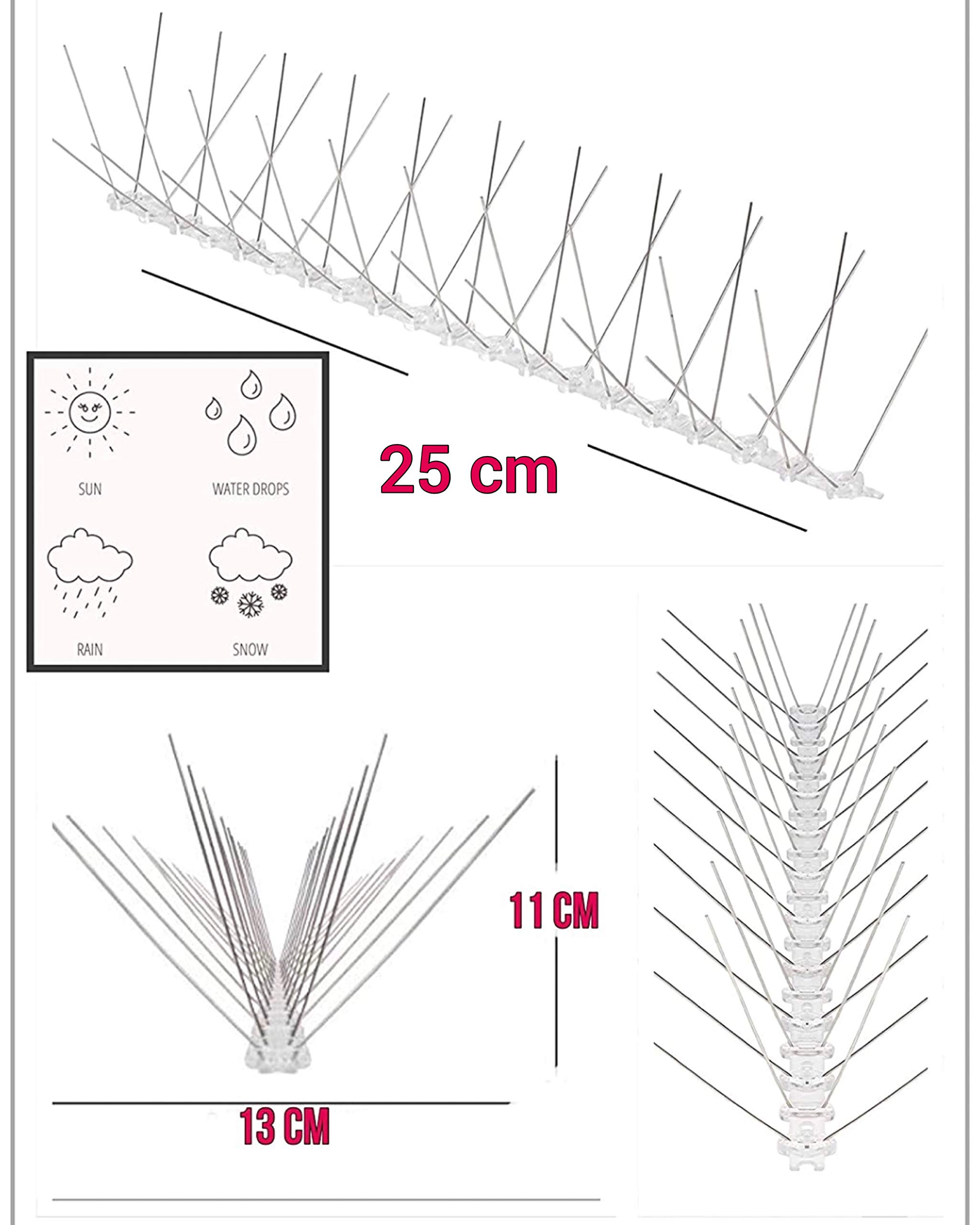 IN-OV - 6 Metres - KIT de Dissuasion pour Oiseaux, Pics Anti - Pigeons en Acier Inoxydable pour Balcon, Anti - Corbeaux, Respectueux des Animaux.