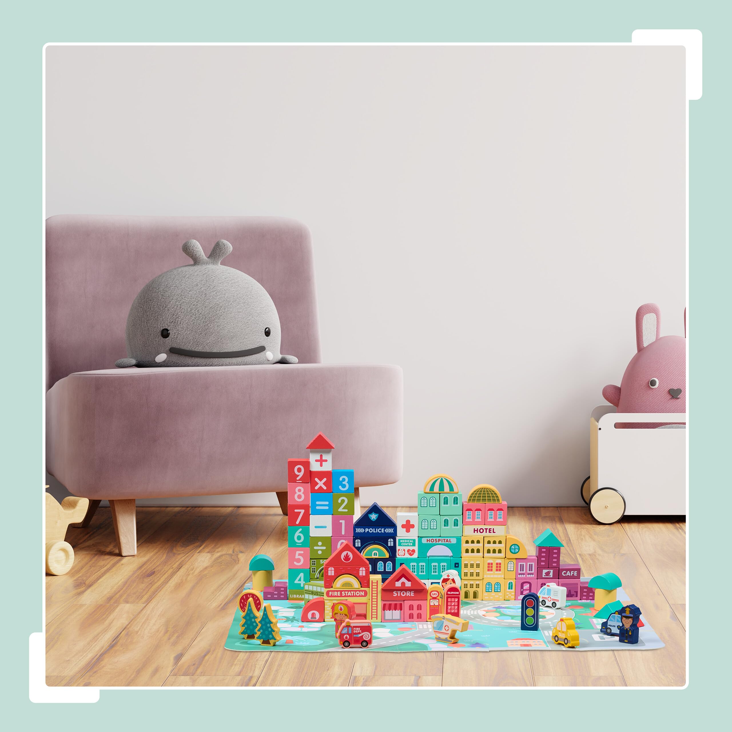 Relaxdays 100 Blocchi In Legno Per Costruzioni, Gioco Educativo Per Bambini 3+ Anni, Mattoncini In Faggio Colorati, Motricità Fine - 4