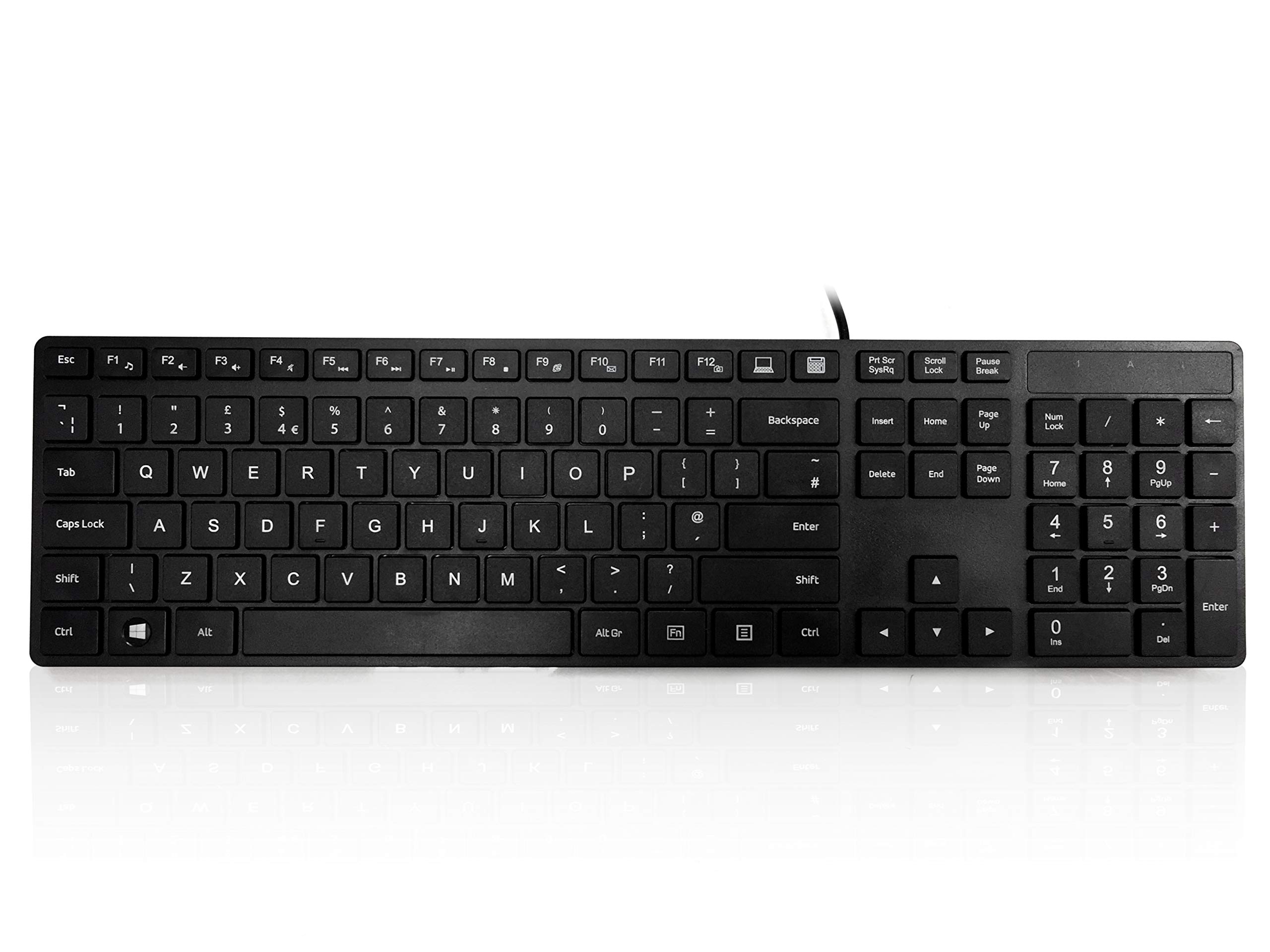 301 - USB Full Size, Super Slim Multimedia Keyboard with Square Modern Keys - Black,KYBAC301-UBLK