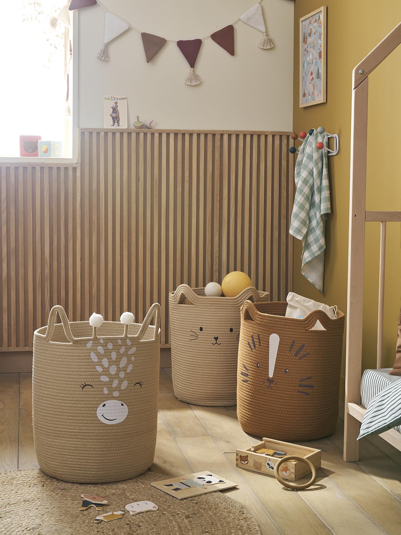 VERTBAUDET Panier rangement en corde de coton Chat beige TU