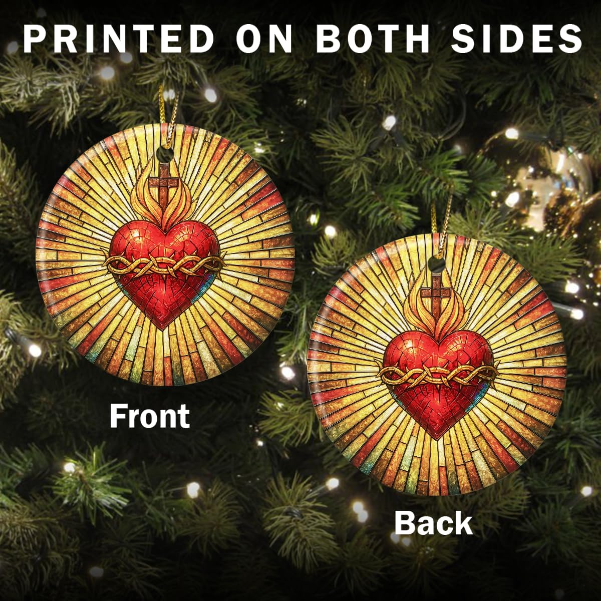 Nativity Ornaments Sacred Heart of Jesus Ornament | Religious Ornaments Gifts for Christmas | Catholic Spiritual Gifts for Christian Women - Religious Catholic Xmas Tree Decorations - Image 3