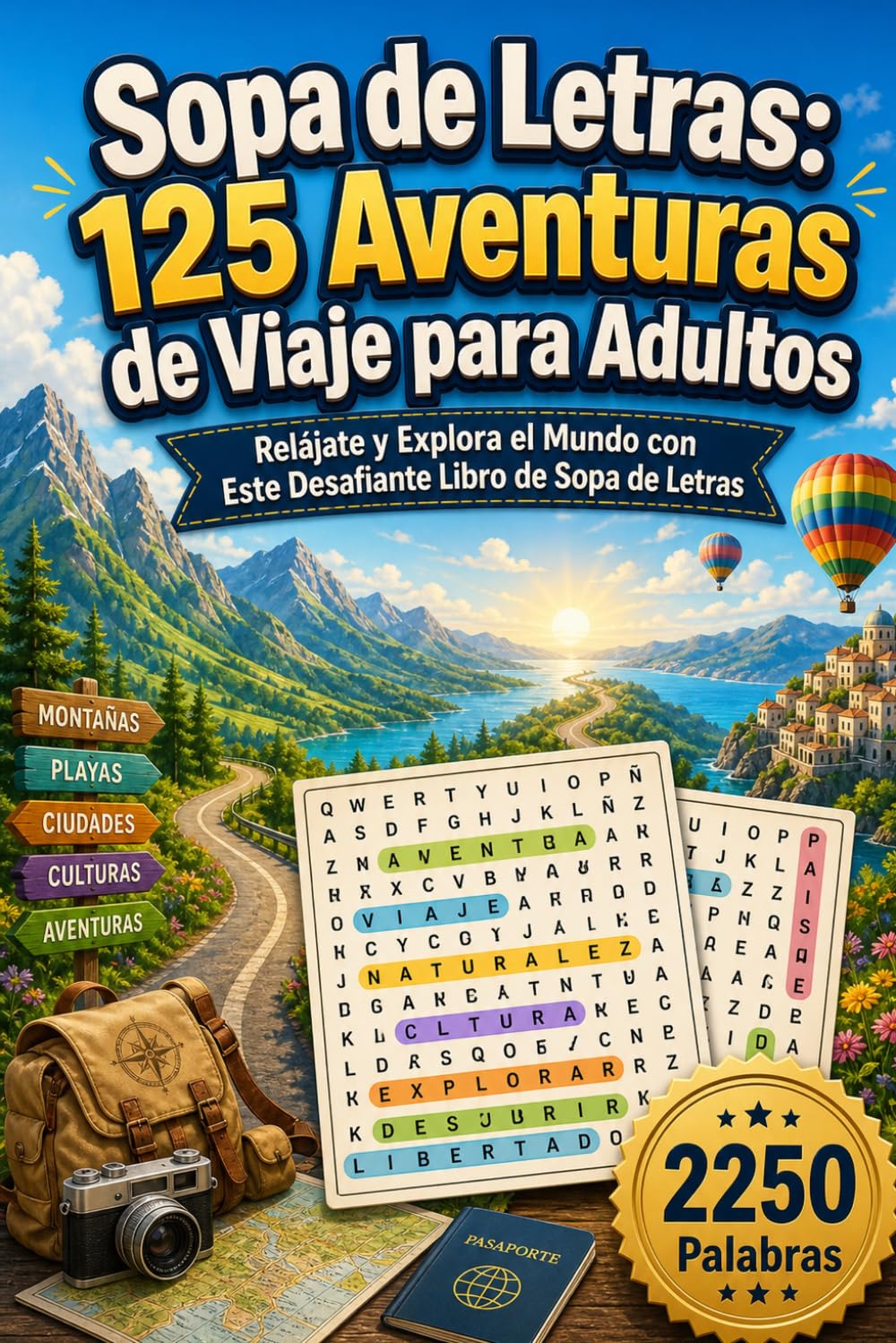 Sopa de Letras125 Aventuras de Viaje para Adultos : Relájate y Explora el Mundo con Este Desafiante Libro de Sopa de Letras