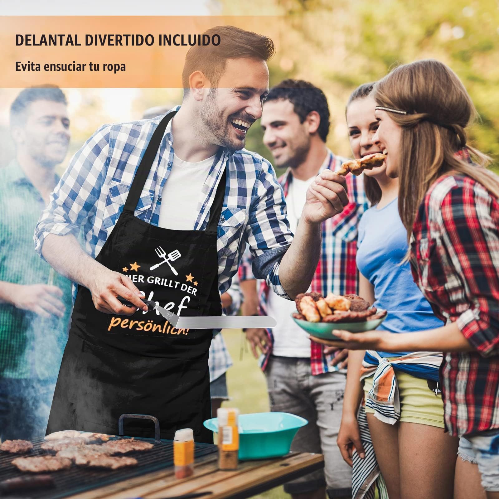 MUJUZE Juego de espátulas para Parrilla de Acero Inoxidable, Barbacoas Accesorios Kit Regalos para Hombres papá,Accesorios para espátula para Parrilla Profesional para Asar Teppanyaki y Acampar...