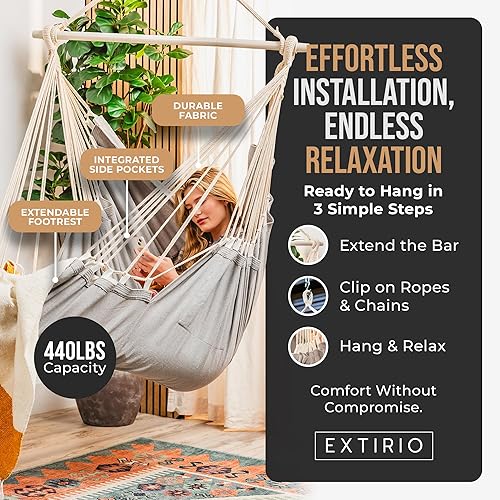 Miniatura 2 de Hamaca colgante para colgar  Silla colgante de interior para dormitorio  Hamaca columpio para interiores, silla hamaca al aire libre, silla colgante