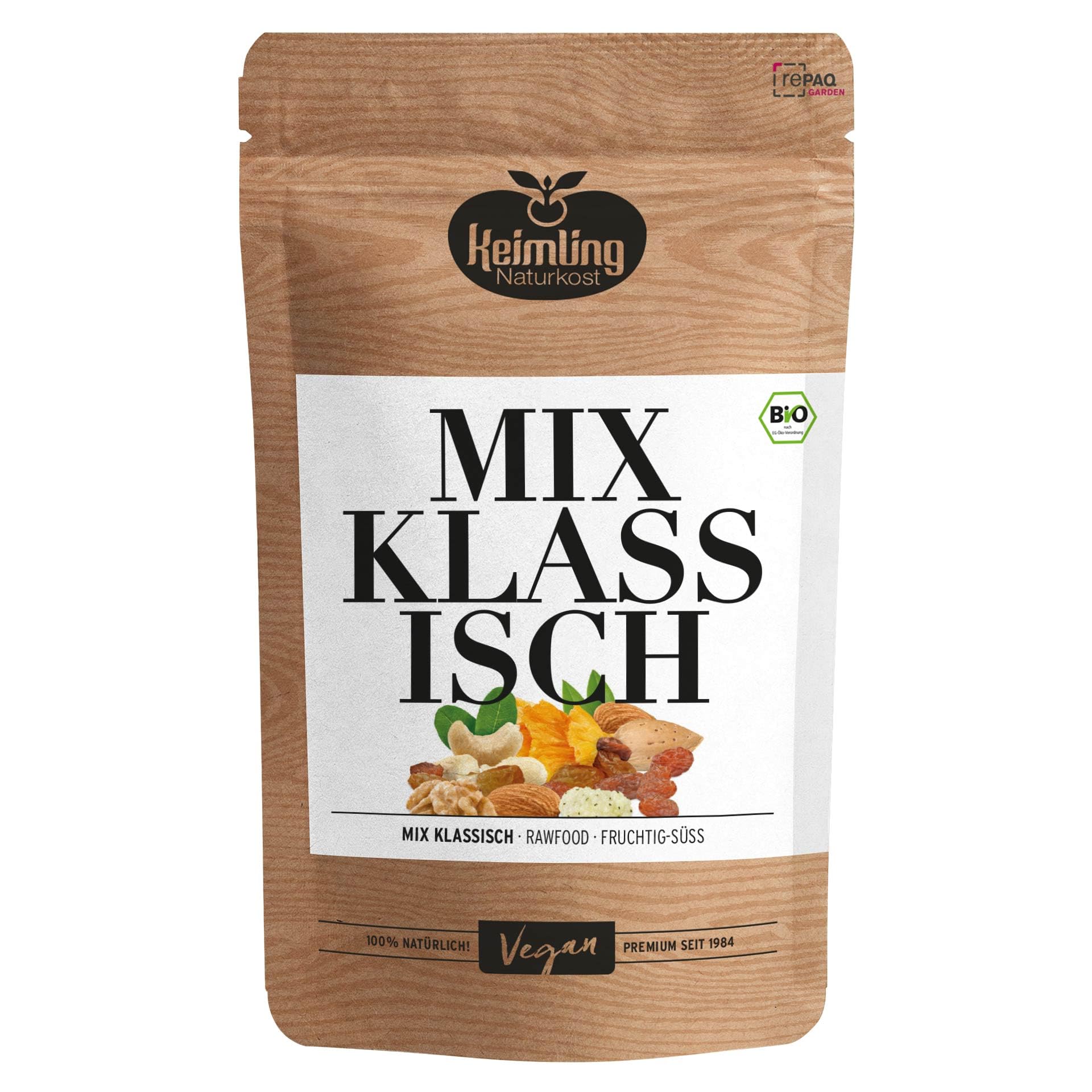 Bio Keimling Mix „Klassisch“, gekeimte Nüsse, Saaten & Körner, roh, vegan, naturbelassen, ohne Zuckerzusatz, ideal für Müsli, Bowls & als Snack (200 g)