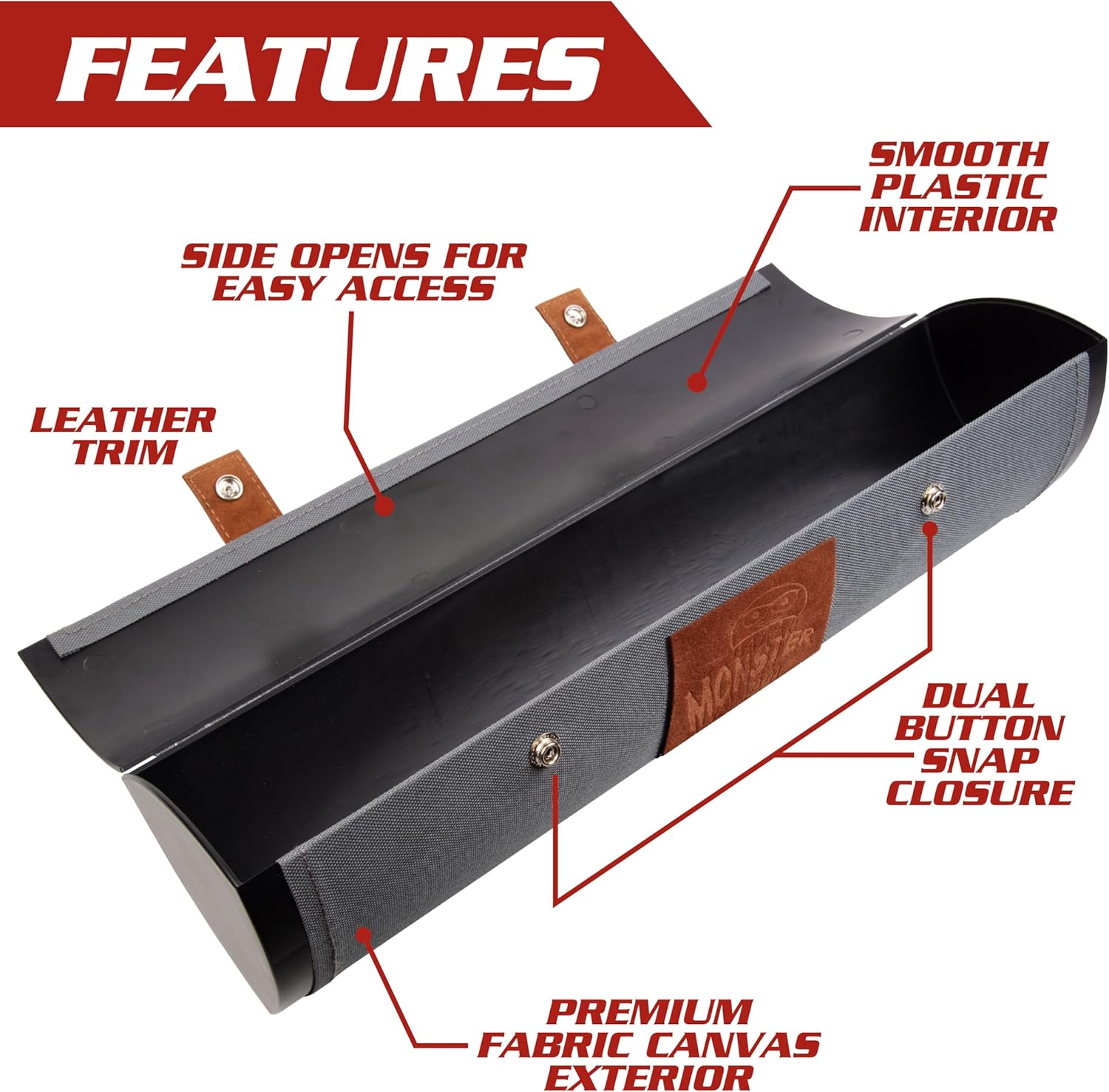 Monster Protectors Hard-Cased Playmat Tube - Premium Prism-Shaped Canvas Play Mat Holder with Fabric Interior and Snap Closure - Won't Roll Off The Gaming Surface- Holds up to 2 Mats Like No Other