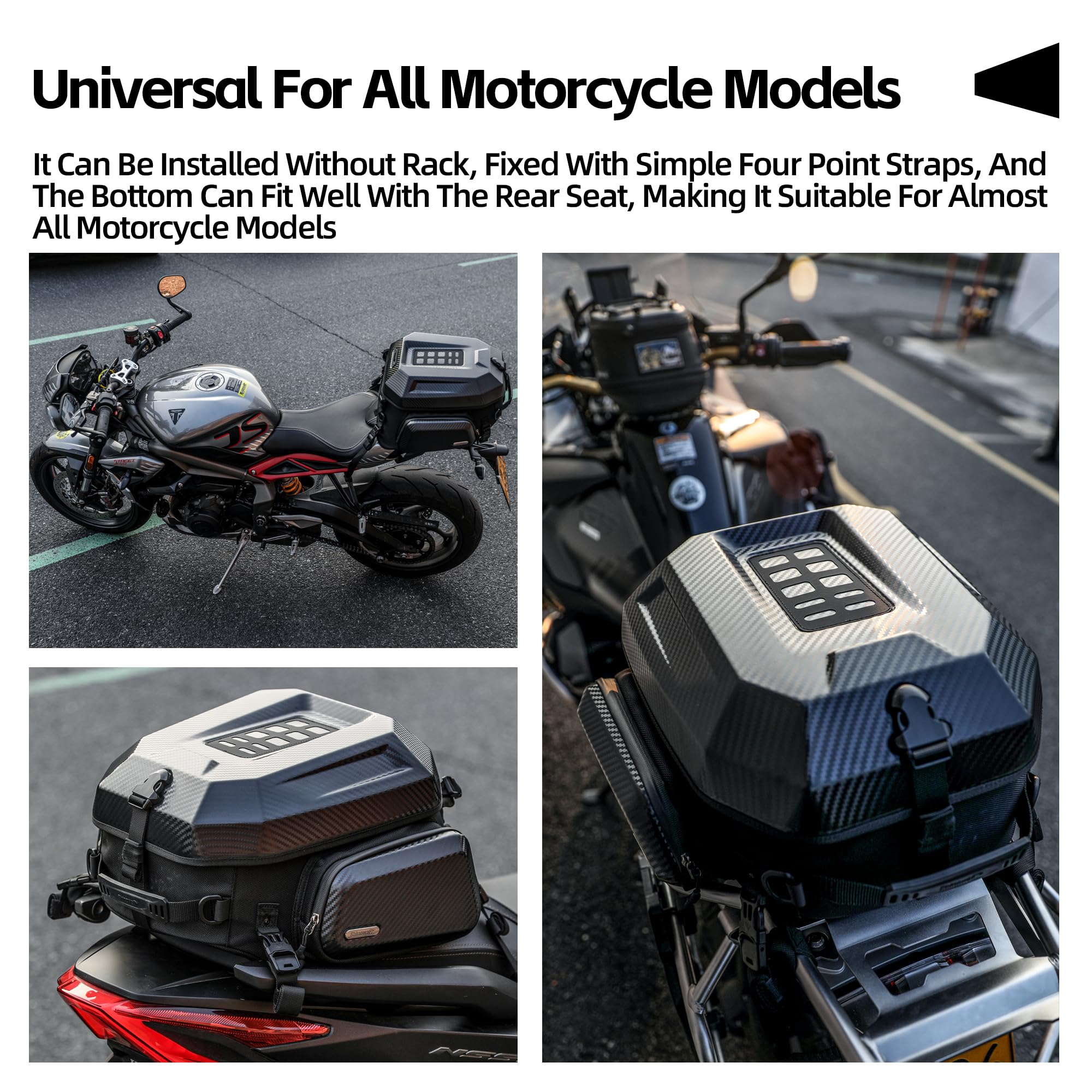 Rhinowalk Motorrad-Hecktasche, Reisegepäck, erweiterbare Motorrad-Helmtasche, 23 l–35 l, wasserdicht, Allwetter-/Kofferraum-/Gepäckträgertasche mit Sissy-Bar-Riemen – neues Upgrade