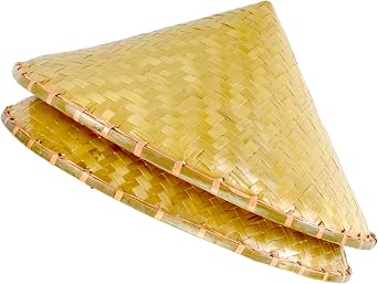 OUTDOOR SHAPING Chinese Bamboo Coolie Hat for Men 2 Pack Natural